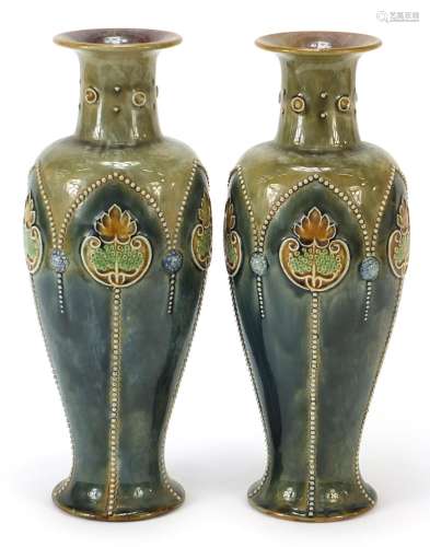 Ethel Beard for Royal Doulton, pair of Art Nouveau stoneware...