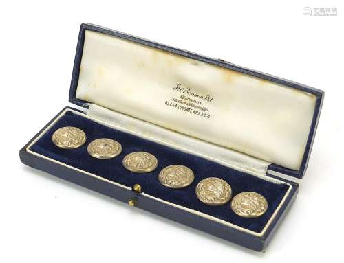 Abel & Charnell, set of six Art Nouveau silver buttons, embo...