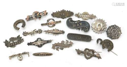 Collection of Victorian silver bar brooches, the largest 4.5...
