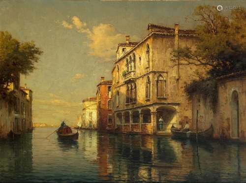 Antoine Bouvard - Gondola on Venetian backwater, French oil ...