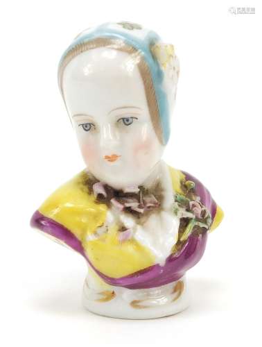 Vienna, 19th century porcelain bust of a young female wearin...