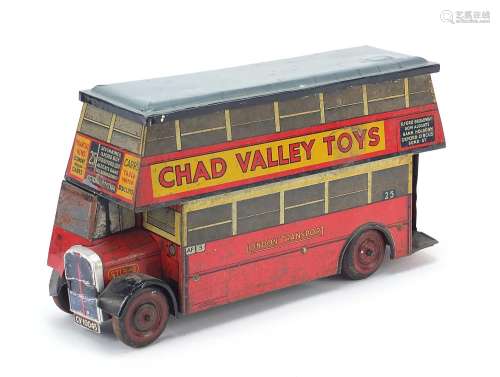 Vintage Chad Valley Toys tinplate London Transport bus biscu...