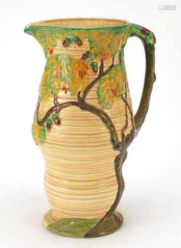Carlton Ware, large naturalistic jug hand painted with an ac...