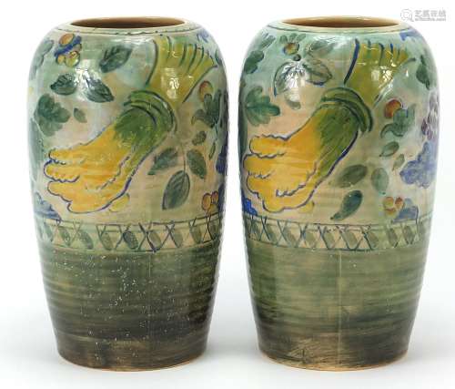 Pair of Royal Doulton Brangwyn ware vases, each numbered 507...
