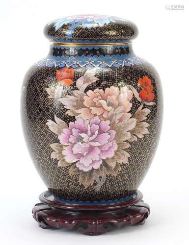 Large Chinese cloisonné ginger jar and cover enamelled with ...