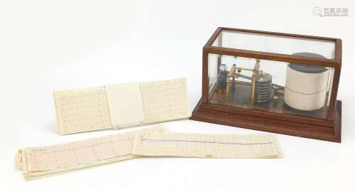 Victorian eight ring barograph with charts housed in a glaze...
