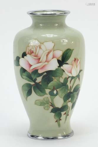 Ando, Japanese cloisonné vase enamelled with flowers, 19cm h...