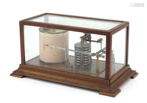 Victorian eight ring barograph housed in a glazed mahogany c...