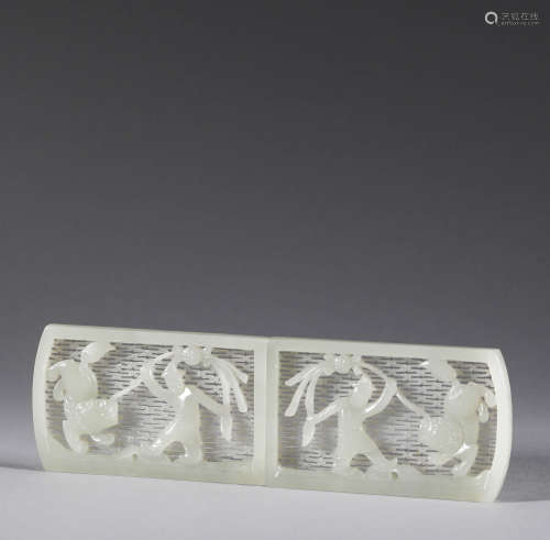 Qing Dynasty Hetian jade carving strip board