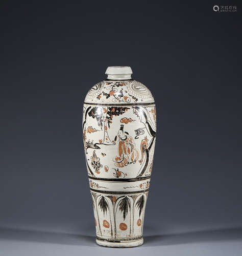 Plum vase with figure pattern in Cizhou kiln of Song Dynasty