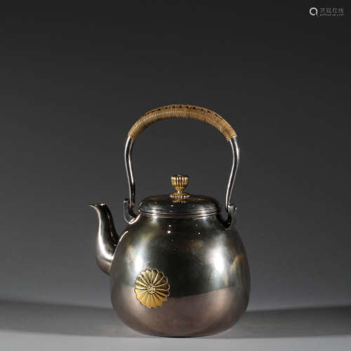 Japanese silver gilded teapot