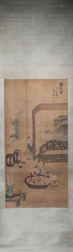 Chinese ink painting (anonymous) silk vertical scroll