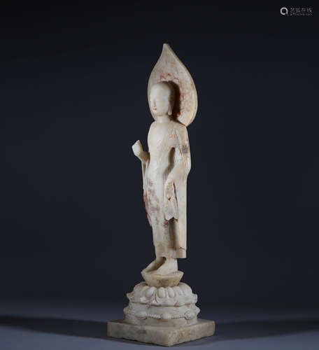 White jade statue of Sakyamuni Buddha in Tang Dynasty