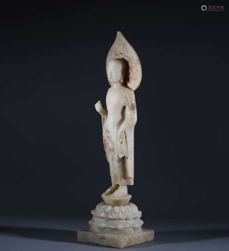 White jade statue of Sakyamuni Buddha in Tang Dynasty