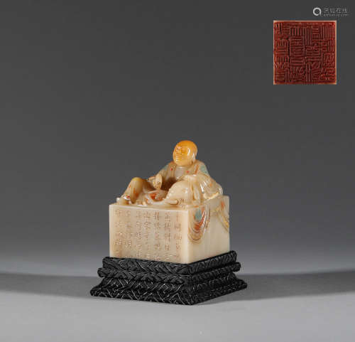 Lotus stone luohanniu seal in Qing Dynasty