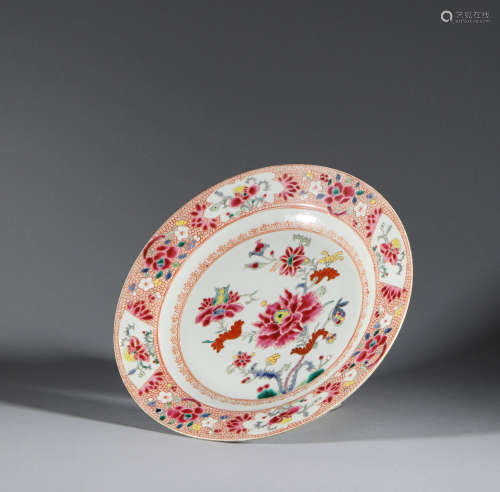 Qing Dynasty pastel flower pattern plate