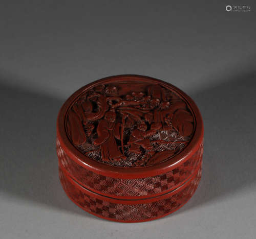 Qing Dynasty carved lacquer printing clay box