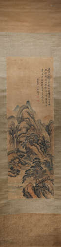 Chinese ink painting (Wang Yuanqi) silk vertical scroll