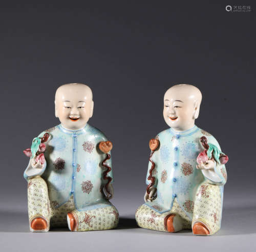 Pastel statues of Fu Shou Xian in Qing Dynasty