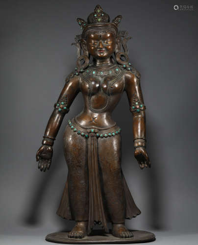 Ancient bronze gilded statue of Avalokitesvara