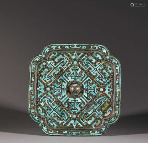 Bronze gold and Silver Inlaid Turquoise mirrors of Han Dynas...