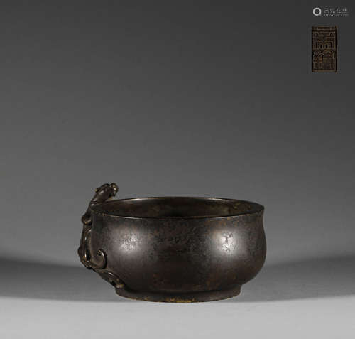 Copper red dragon censer in Qing Dynasty