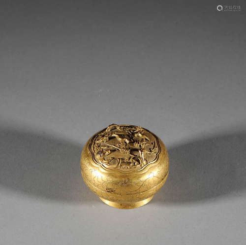 Bronze gilt ink box of Qing Dynasty