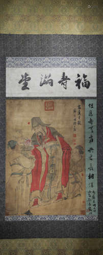 Chinese ink painting (anonymous) silk vertical scroll