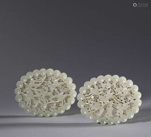 A pair of jade carving accessories of Hetian in Qing Dynasty