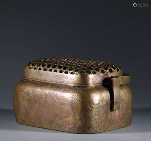 Copper portable incense burner in Qing Dynasty