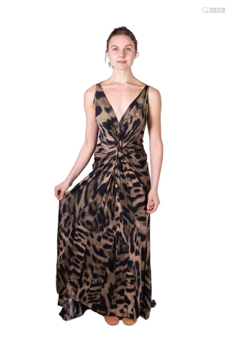 Evening dress with leopard print. Costume from