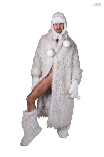 Costume (white fur coat, slippers, hat) from the solo