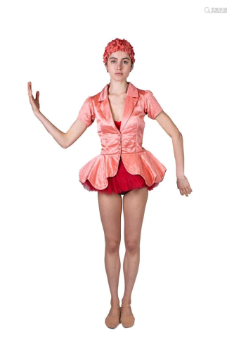 Pink dress with bathing cap. Costume from the ballet