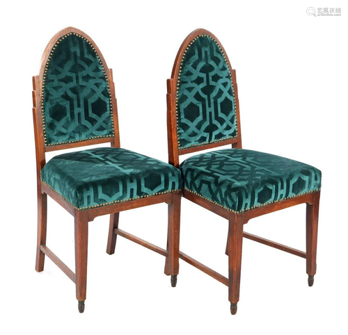 2 Art Deco side chairs, newly upholstered