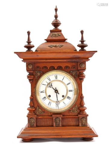 Hermle table clock in walnut case