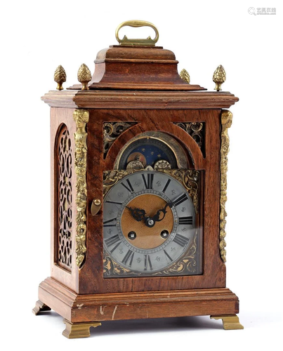 Table clock with moon phase in oak case