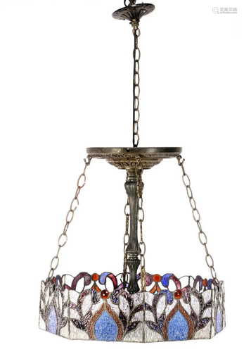 Tiffany style hanging lamp with octagonal shade