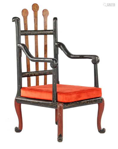 Polychrome painted Chinese armchair