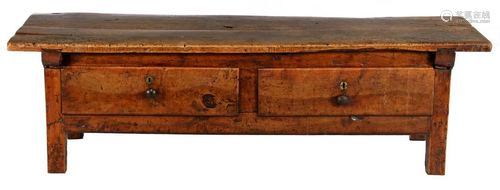 18th century chestnut wood 2-drawer coffee table