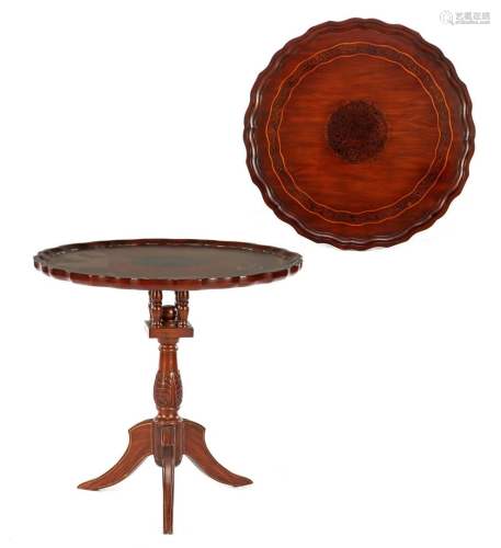 Round walnut table with painted top