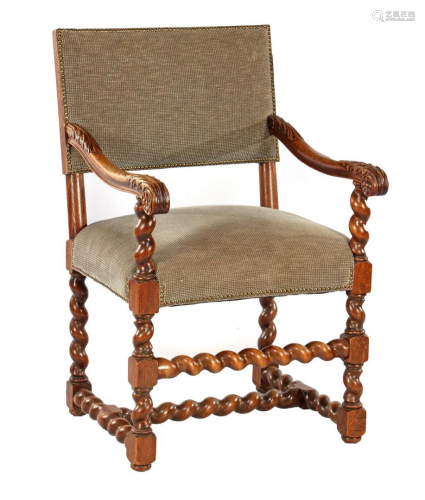 Oak armchair with stitching