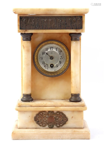 Junghans mantel clock in Empire style alabaster case