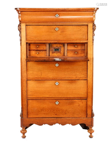 Oak Biedermeier 5-loading chiffoniere with nesting