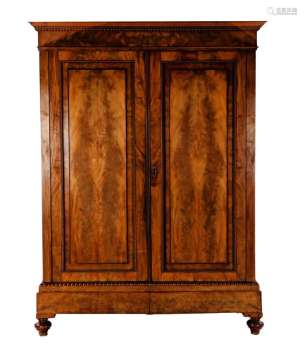 Demountable mahogany veneer on oak 2-door cabinet