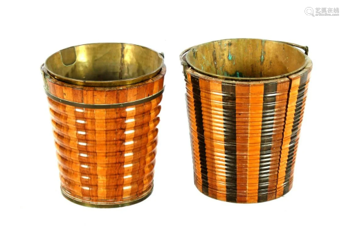 2 19th century walnut with mahogany tea buckets