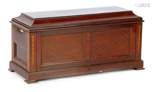 Mahogany travel writing desk with interior behind the