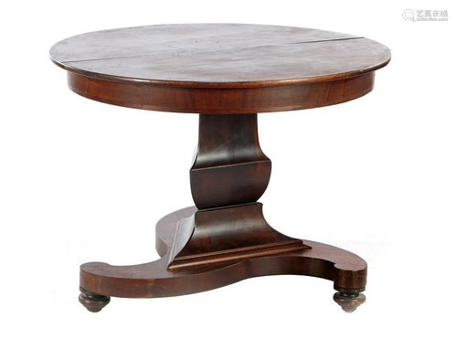 Mahogany veneer column leg table