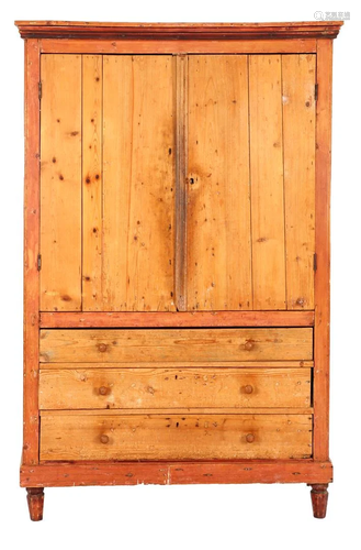 Pine 2-door pantry with 3 drawers