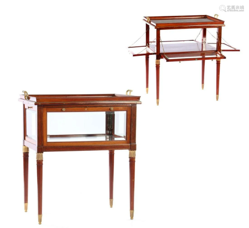 Beautiful walnut veneer Empire-style tea table with