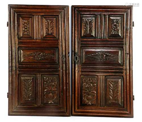 2 antique doors of a cupboard